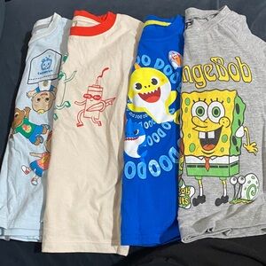 SpongeBob SquarePants,Baby Shark Kids Graphic T-Shirt Bundle of 4